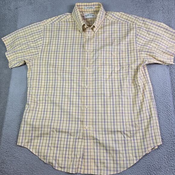 Orvis Button Front Shirt Lot of 2 Men's XL Green & Yellow Plaid Casual As Is - Picture 8 of 15